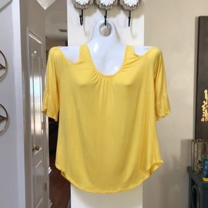 Ladies cold shoulder yellow top